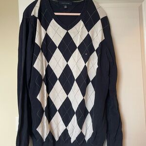 Tommy Hilfiger V-Neck Black and White Sweater
